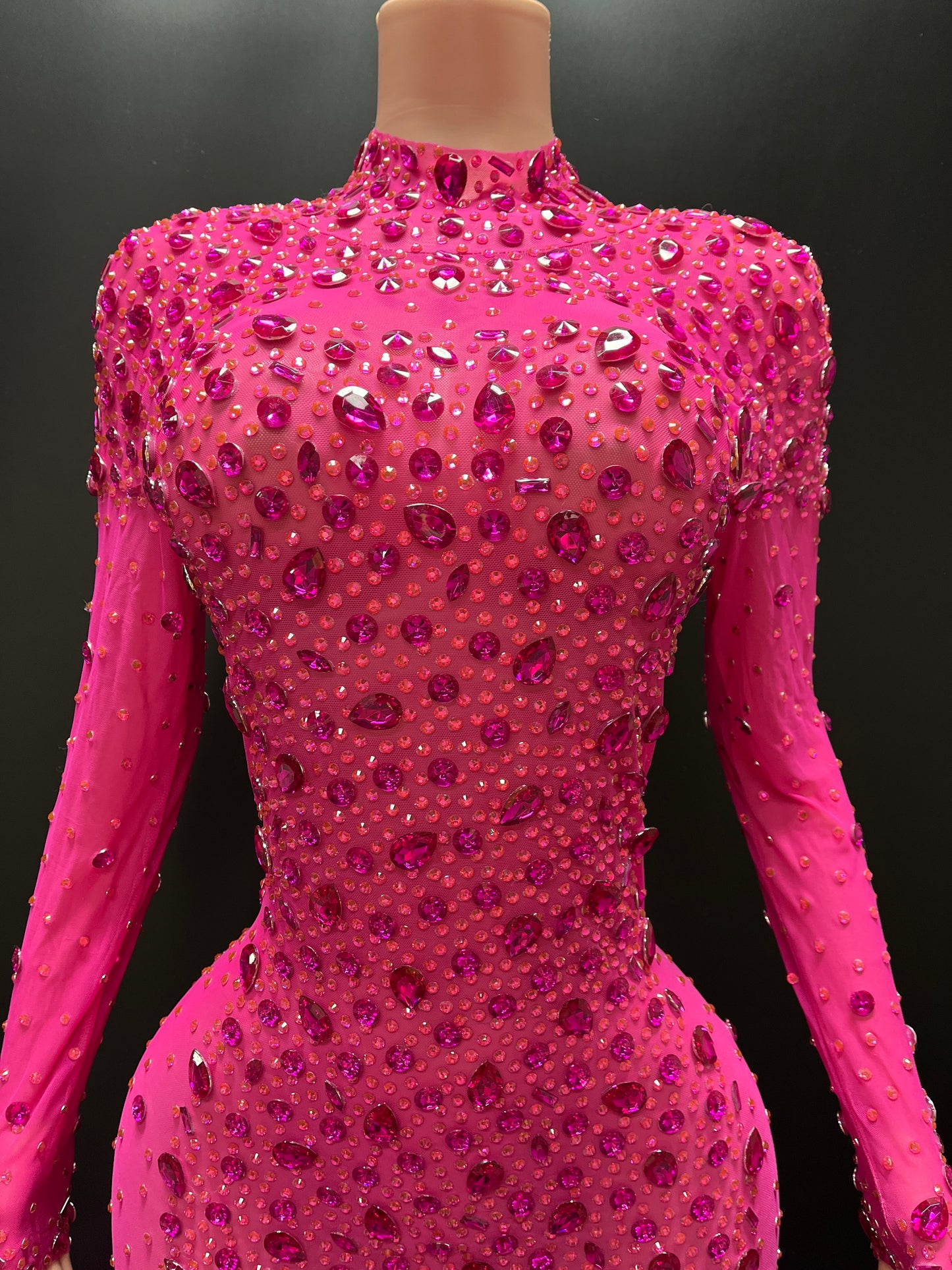 FUCHSIA FLAME FEATHER GOWN