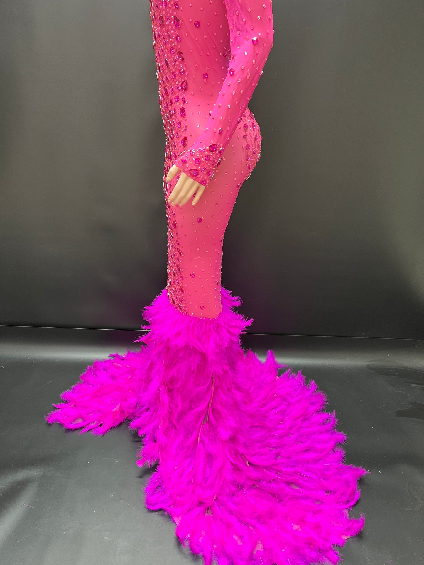 FUCHSIA FLAME FEATHER GOWN