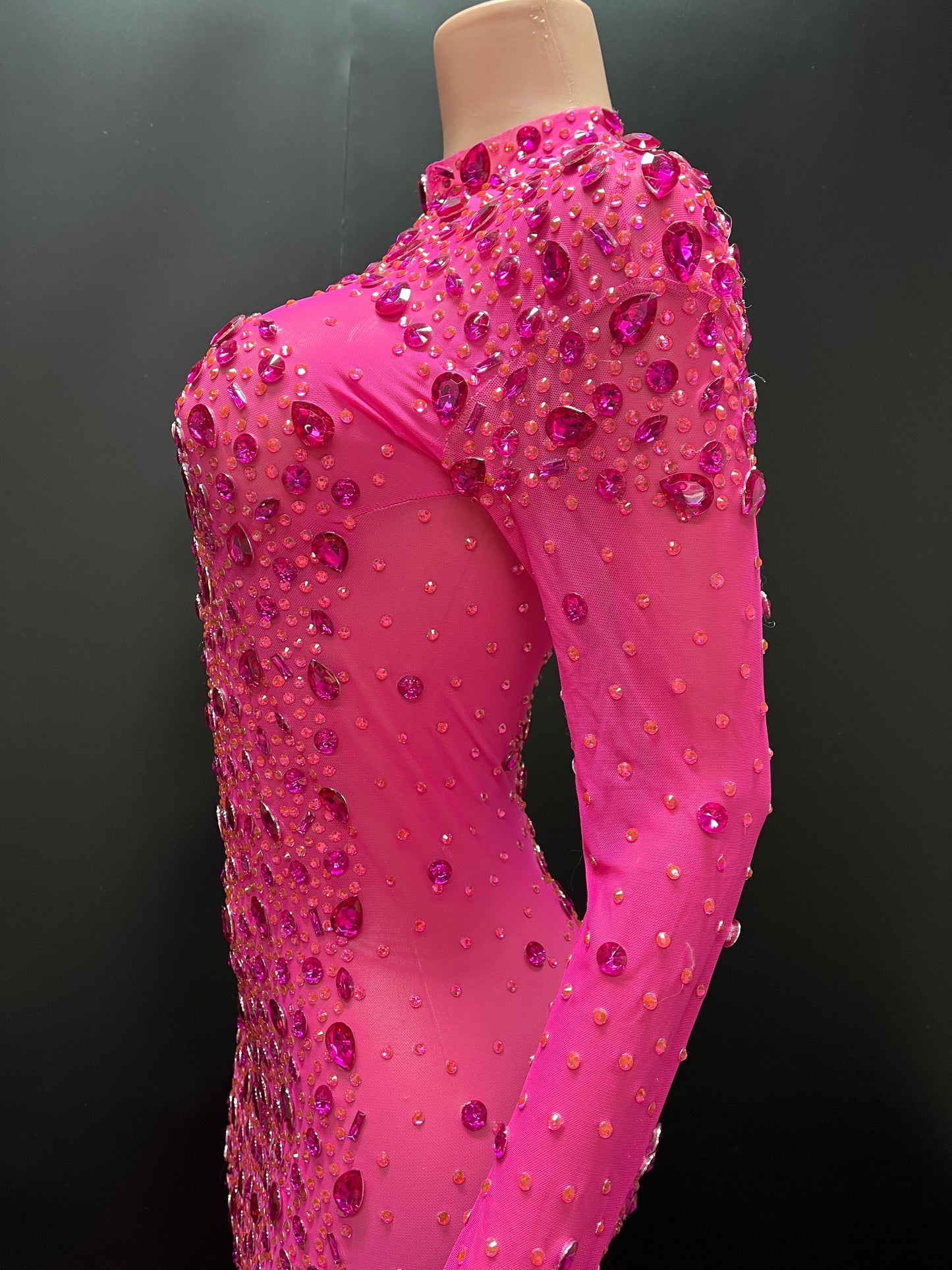 FUCHSIA FLAME FEATHER GOWN