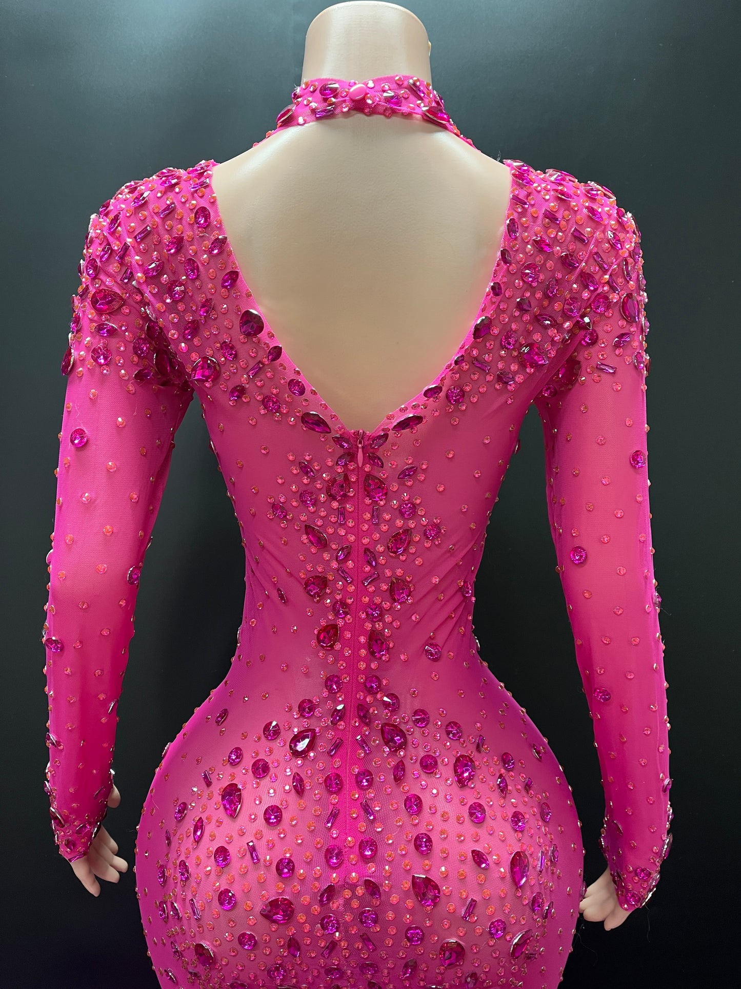 FUCHSIA FLAME FEATHER GOWN